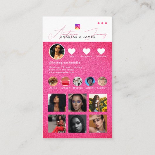 Influencer Photo Feed Grid Social Media QR Code Visitekaartje (Achterkant)