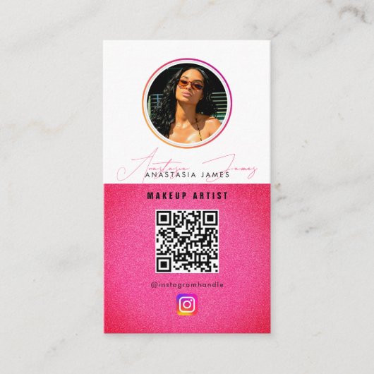 Influencer Photo Feed Grid Social Media QR Code Visitekaartje (Voorkant)
