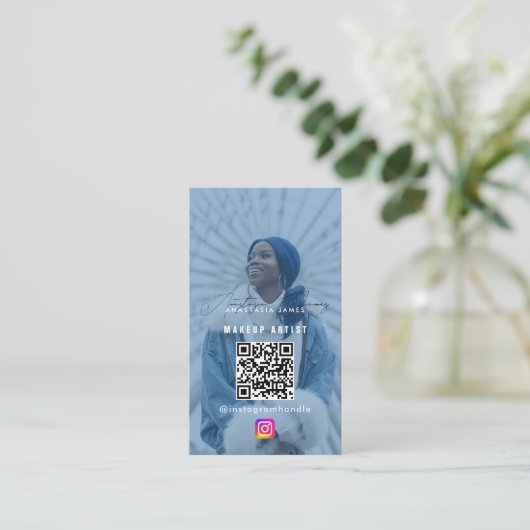 Influencer Photo Feed Grid Social Media QR Code Visitekaartje (Staand voorkant)