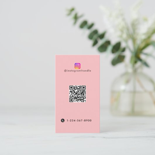 Influencer Photo Feed Social Media QR Code Roze Visitekaartje (Staand voorkant)