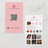 Influencer Photo Feed Social Media QR Code Roze Visitekaartje (Voorkant / Achterkant)