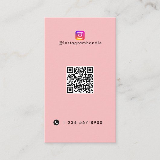 Influencer Photo Feed Social Media QR Code Roze Visitekaartje (Voorkant)