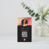 Influencer Photo Feed Social Media QR Code Roze Visitekaartje (Staand voorkant)