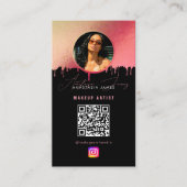 Influencer Photo Feed Social Media QR Code Roze Visitekaartje (Voorkant)