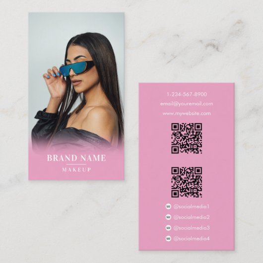 Influencer Photo Social Media Beauty 2 QR-codes Visitekaartje (Voorkant / Achterkant)
