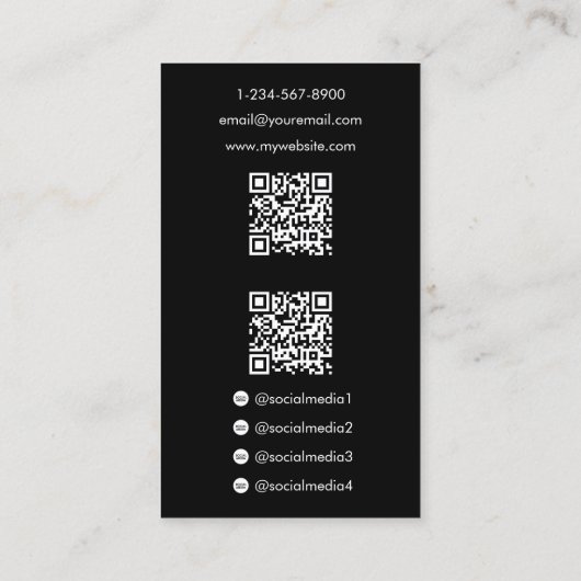 Influencer Photo Social Media Beauty 2 QR-codes Visitekaartje (Achterkant)