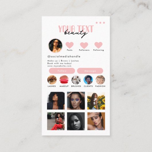 Influencer Photo Social Media QR Code Sjabloon Visitekaartje (Achterkant)