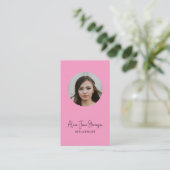 Influencer QR code social media foto roze Visitekaartje (Staand voorkant)