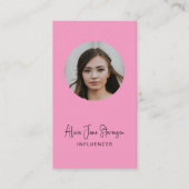 Influencer QR code social media foto roze Visitekaartje (Voorkant)