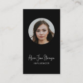 Influencer QR code social media foto zwart Visitekaartje (Voorkant)