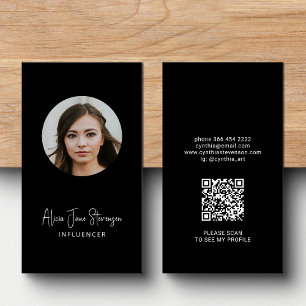Influencer QR code social media foto zwart Visitekaartje