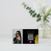 Influencer Zwart & Goud Social Media QR Code Visitekaartje (Staand voorkant)