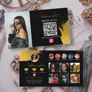 Influencer Zwart & Goud Social Media QR Code Visitekaartje