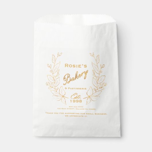 Info Chic Gold Wreath Bakery Logo Company Bedankzakje (Voorkant)