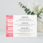 INFO DETAILS vet blok modern koraalroze goud RSVP Kaartje (Staand voorkant)