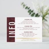 INFO DETAILS vet blok modern rood bordeauxrood gou RSVP Kaartje (Staand voorkant)