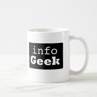 Info Geek mok (logo: witte tekst, zwarte achtergro