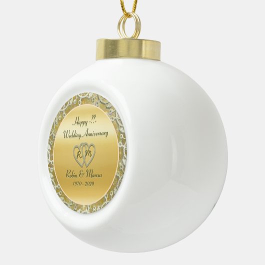 Info Jubileum/bruiloft invoegen Keramische Bal Ornament (Rechts)