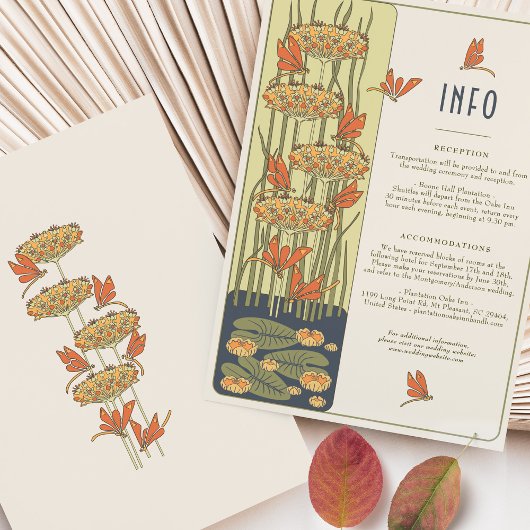 Info Kaart libellen Art Nouveau bruiloft