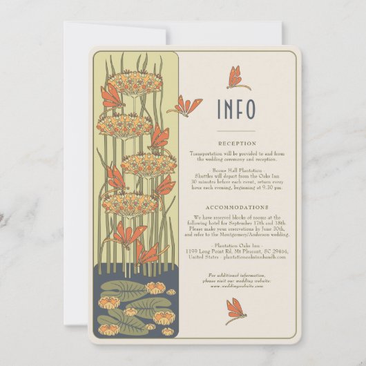 Info Kaart libellen Art Nouveau bruiloft (Voorkant)