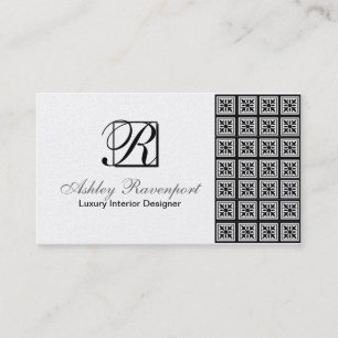 Info toevoegen, Luxury Silver Monogram Visitekaart Visitekaartje