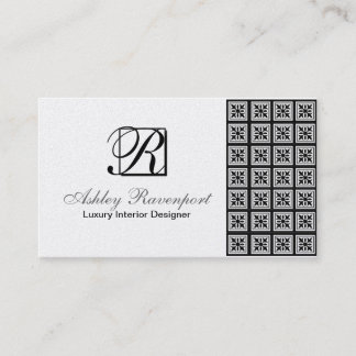 Info toevoegen, Luxury Silver Monogram Visitekaart Visitekaartje