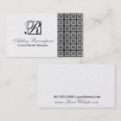 Info toevoegen, Luxury Silver Monogram Visitekaart Visitekaartje (Voorkant / Achterkant)