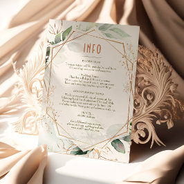Info voor bruiloft en details Gold en groen Kaart