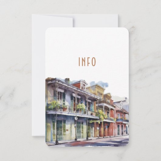 Info voor bruiloft en Details New Orleans Invita Kaart (Achterkant)