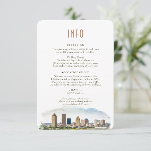 Info voor bruiloft en Details New Orleans Kaart (Staand voorkant)