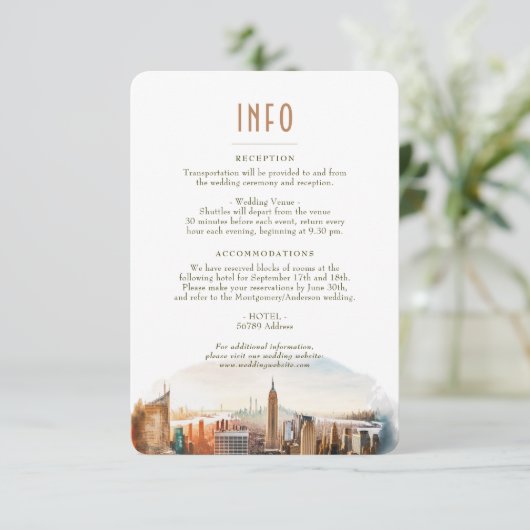 InFO voor bruiloft en details New York Kaart (Staand voorkant)