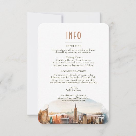 InFO voor bruiloft en details New York Kaart (Voorkant)