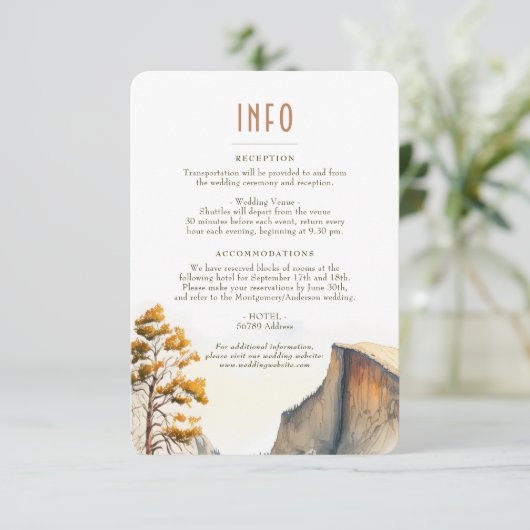 Info voor bruiloft en Details Yosemite Park Kaart (Staand voorkant)