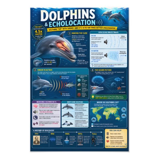 Infografiek over dolfijnen foto afdruk (Voorkant)