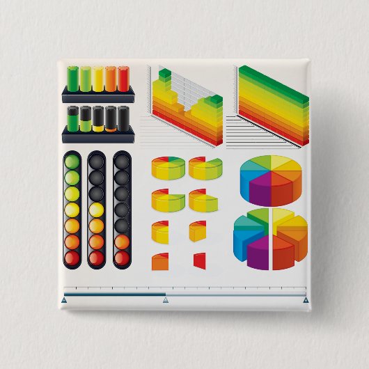 Infografische elementen en datavisualisatie vierkante button 5,1 cm (Voorkant)