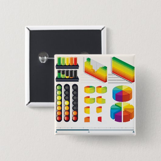 Infographic Elements and Data Visualization Vierkante Button 5,1 Cm (Voorkant /achterkant)