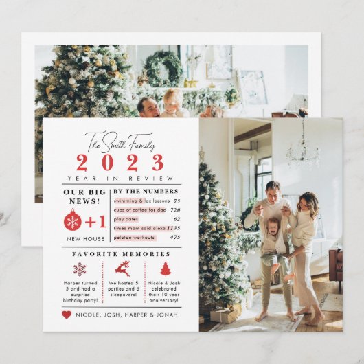 Infographic Kerstkaart met overzicht van het vakan (Voorkant / Achterkant)