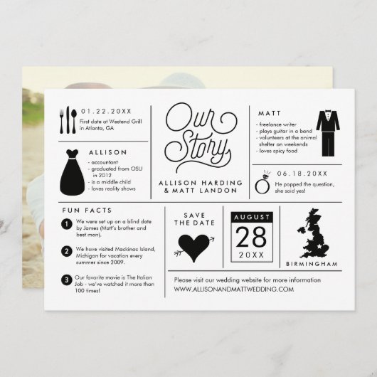 Infographic Save the Date Aankondiging Nederland (Voorkant / Achterkant)