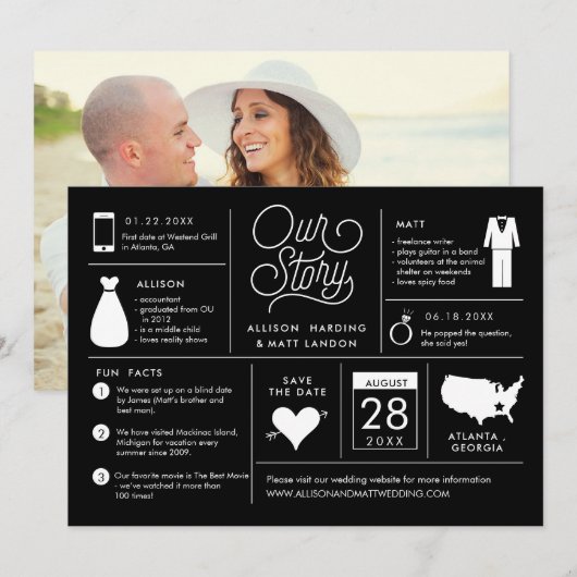 Infographic Save the Date Verloving Notice (Voorkant / Achterkant)