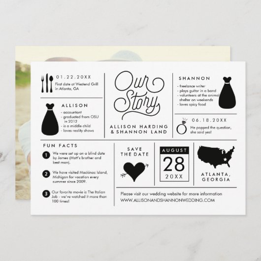 Infographic Save the Date Verloving Notice (Voorkant / Achterkant)