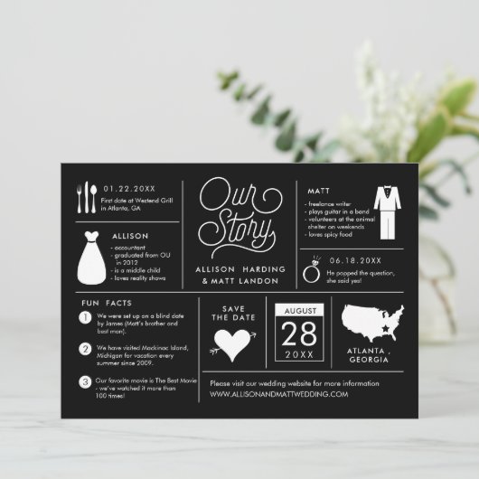 Infographic Save the Date Verloving Notice (Staand voorkant)