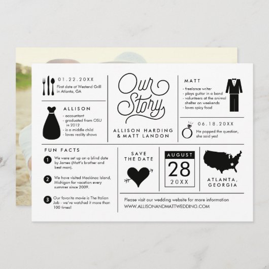 Infographic Save the Date Verloving Notice (Voorkant / Achterkant)