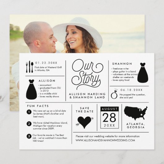 Infographic Save the Date Verloving Notice (Voorkant / Achterkant)