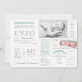 Infographic Stats Birth Announcement Cards Kaart (Voorkant)