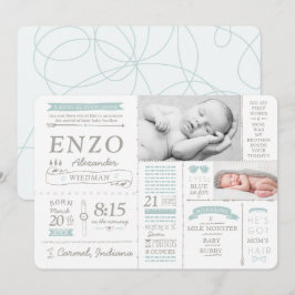 Infographic Stats Birth Announcement Cards Kaart