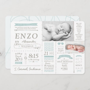 Infographic Stats Birth Announcement Cards Kaart