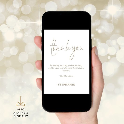 Informal Gold Script Photo Afstuderen Dank je Kaart