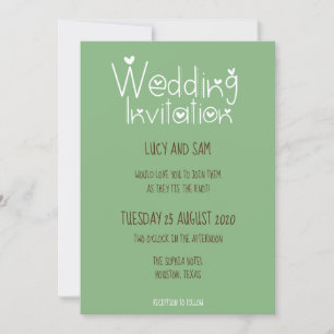 Informal Wedding Modern Typografie Sage green Kaart