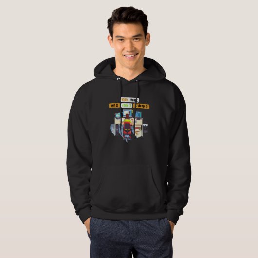 Informatica Python Programmeur Eet Code Slaap Humo Hoodie (Voorkant volledig)