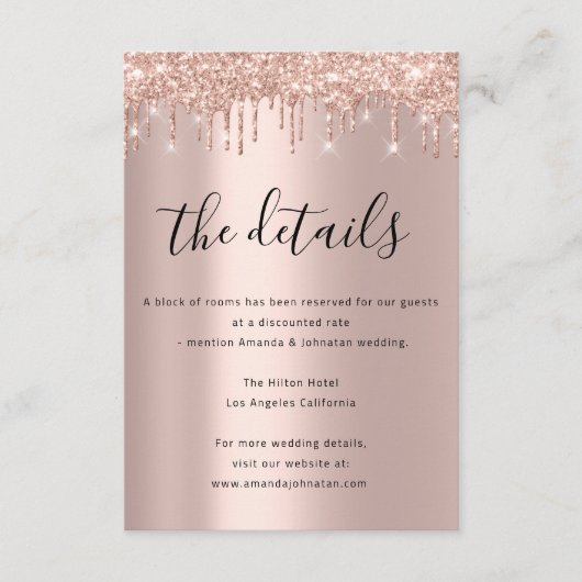 Informatie Behuizing Kaart Bruiloft Details Roos (Voorkant)